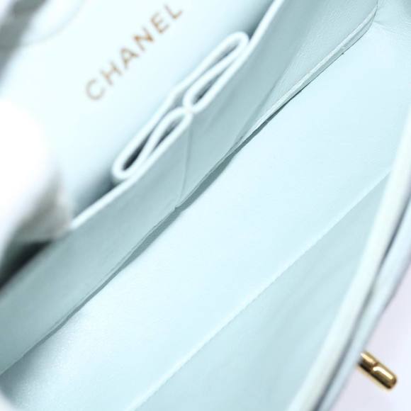 CHANEL Matelasse Chain Shoulder Bag Suede Light Blue CC Auth 69060A - Picture 9 of 16